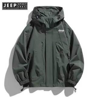 Jeep SPIRIT 1941 ESTD เสื้อแจ็คเก็ตผู้ชาย Hooded Windbreaker…
