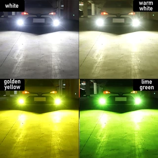 Tuffoo 2 ชิ้นรถหลอดไฟหมอก LED H11/9006/HB4/H8/H16(JP) /9005/H10 Canbus - สีขาว/สีเหลืองทอง/สีเขียวมะนาว/วอร์มไวท์(DC 12V)