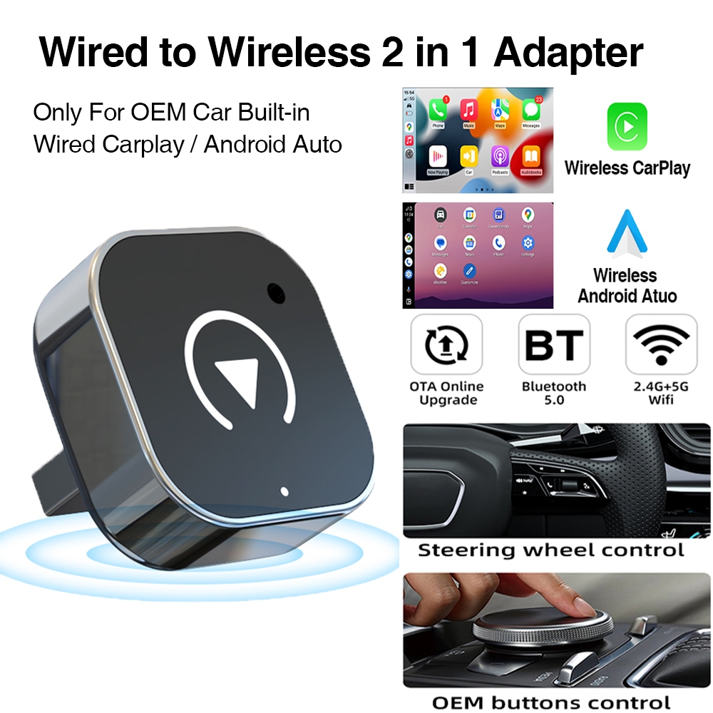 [Youyue] อะแดปเตอร์ Carplay ไร้สาย 2 in1 สําหรับ Android IOS Auto แบบมีสายกับไร้สาย AI Box การเชื่อม