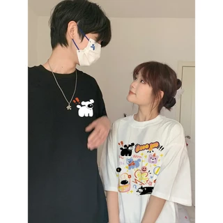NASA เสื้อยืดหญิงชาย เสื้อ summer ลายลูกหมาสุดน่ารัก ผ้าฝ้ายแท้ คอกลม ทรงหลวม เสื้อแฟชั่น