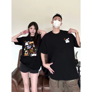 NASA เสื้อยืดหญิงชาย เสื้อ summer ลายลูกหมาสุดน่ารัก ผ้าฝ้ายแท้ คอกลม ทรงหลวม เสื้อแฟชั่น