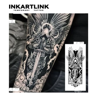 สติ๊กเกอร์รอยสักชั่วคราวแขน INKARTLINK, Big Angel กันน้ํา Long-lasting Magic Tattoo, ติดทนนานถึง 15 วัน, รอยสักปลอม, รอยสักกึ่งถาวรสําหรับผู้ชาย