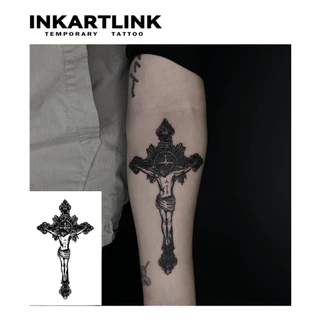 สติ๊กเกอร์รอยสักชั่วคราวแขน INKARTLINK, Big Angel กันน้ํา Long-lasting Magic Tattoo, ติดทนนานถึง 15 วัน, รอยสักปลอม, รอยสักกึ่งถาวรสําหรับผู้ชาย