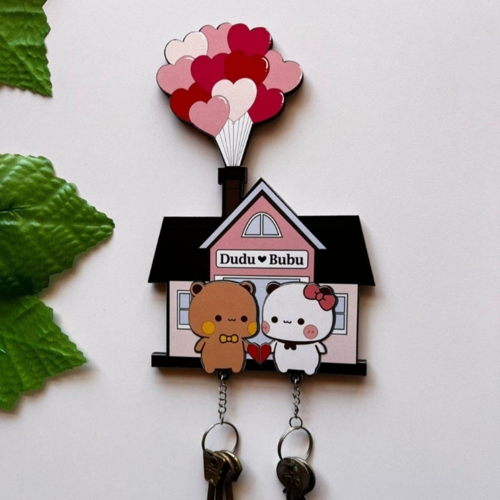 Yier และ bu dudu หมีบอลลูน House Room พวงกุญแจน่ารักอะคริลิค Decor Kawaii ของขวัญสําหรับ Party Favor ตกแต่งบ้าน