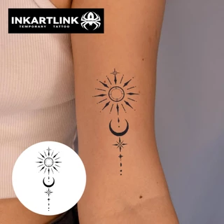 Inkartlink สติ๊กเกอร์รอยสักชั่วคราวขา, วิเศษกันน้ําติดทนนาน Moon Star, ติดทนนานถึง 15 วัน, รอยสักปลอม, รอยสักกึ่งถาวร
