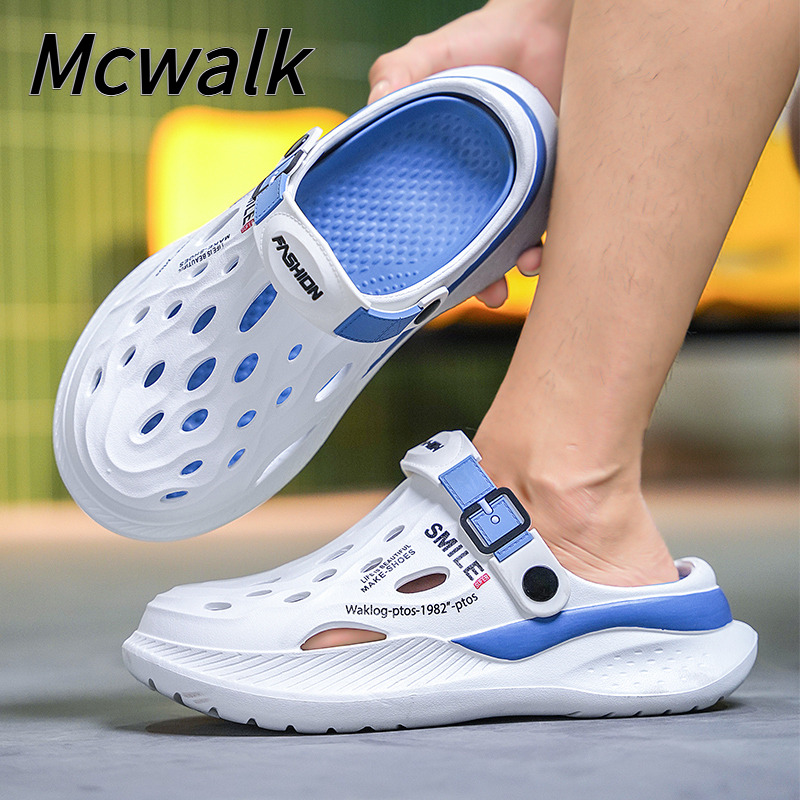 Mcwalk รองเท้าเจลลีชายหญิง 36-45 พื้นกันลื่น/ซักง่าย/ใส่สบาย ดีไซน์หัวโต สำหรับยืนนาน Unisex รองเท้าแตะ