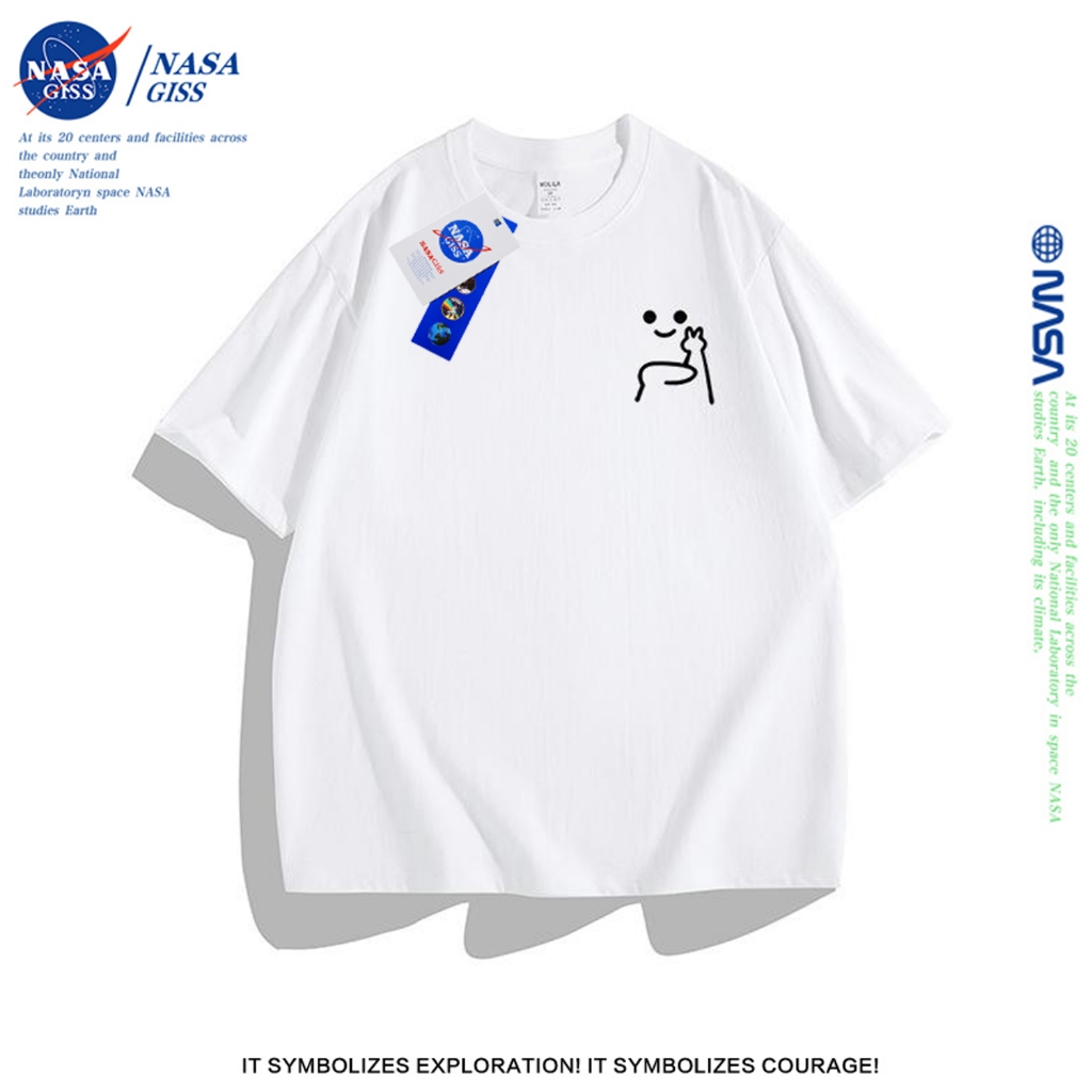 NASA เสื้อยืดชายหญิง แขนสั้น สไตล์ลำลอง เสื้อน่ารัก summer2025 เสื้อยืดพิมพ์ลาย 