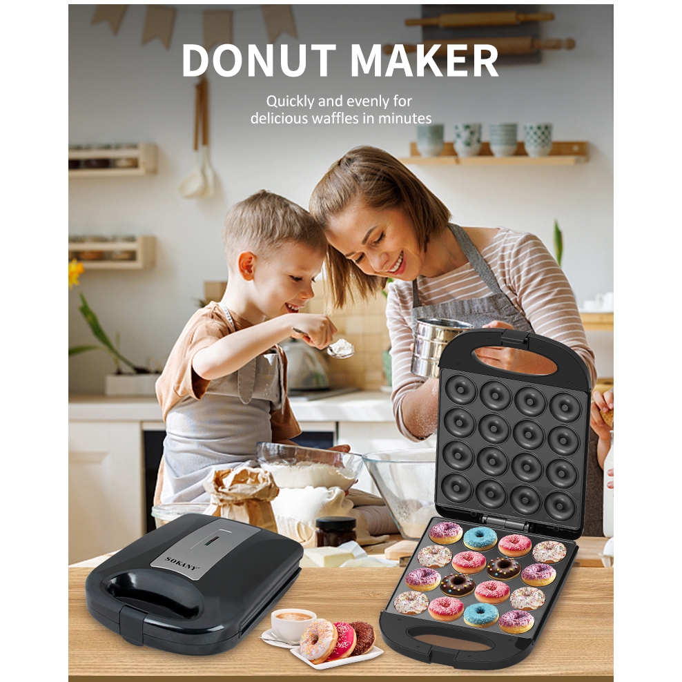 🍩SOKANY 16 ชิ้น🍩 1200W 🍩เครื่องทำโดนัท เครื่องทําโดนัทจิ๋ว เครื่องอบขนมทรงกลม โดนัทจิ๋ว โดนัท Donut Maker ทำความร้อนอย่างสม่ำเสมอทั้งสองด้าน - รูปที่ 4