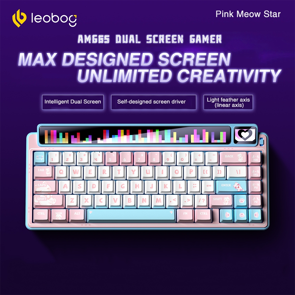 Leobog AMG65 คีย์บอร์ดไร้สาย 67 คีย์จอแสดงผลหน้าจอคู่ 8000mAh แบตเตอรี่ยาวพิมพ์ที่เงียบสงบเป็นพิเศษ