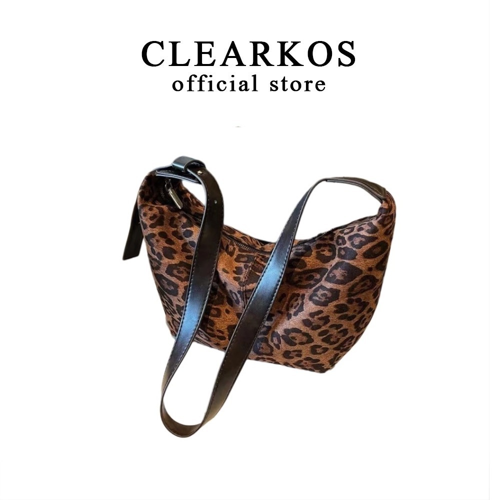 [Clearkos]-กระเป๋าโท้ทพิมพ์ลายเสือดาวยอดนิยมกระเป๋าสะพายข้างไหล่เดียวสําหรับผู้หญิง