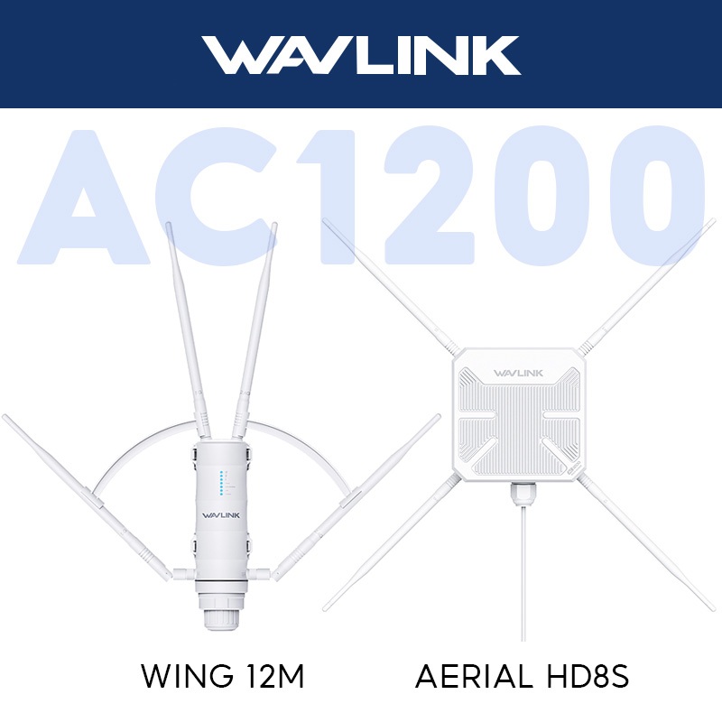 Wavlink AC1200 Outdoor Access Point Dual Band Long Range WiFi Extender พร้อมเสาอากาศ 4 x 7dBi Omni