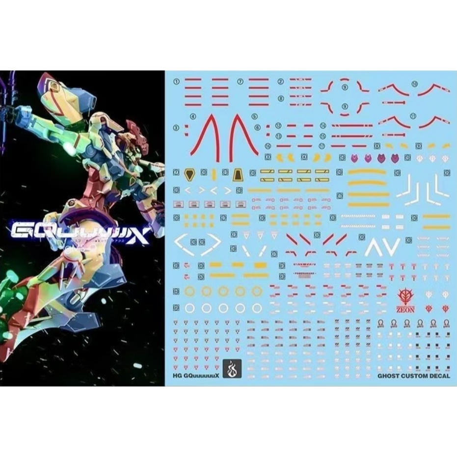 YAN GHOST รูปลอก HG 1/144 GQuuux Water Slide Decal Fluo ประเภท YANHG107