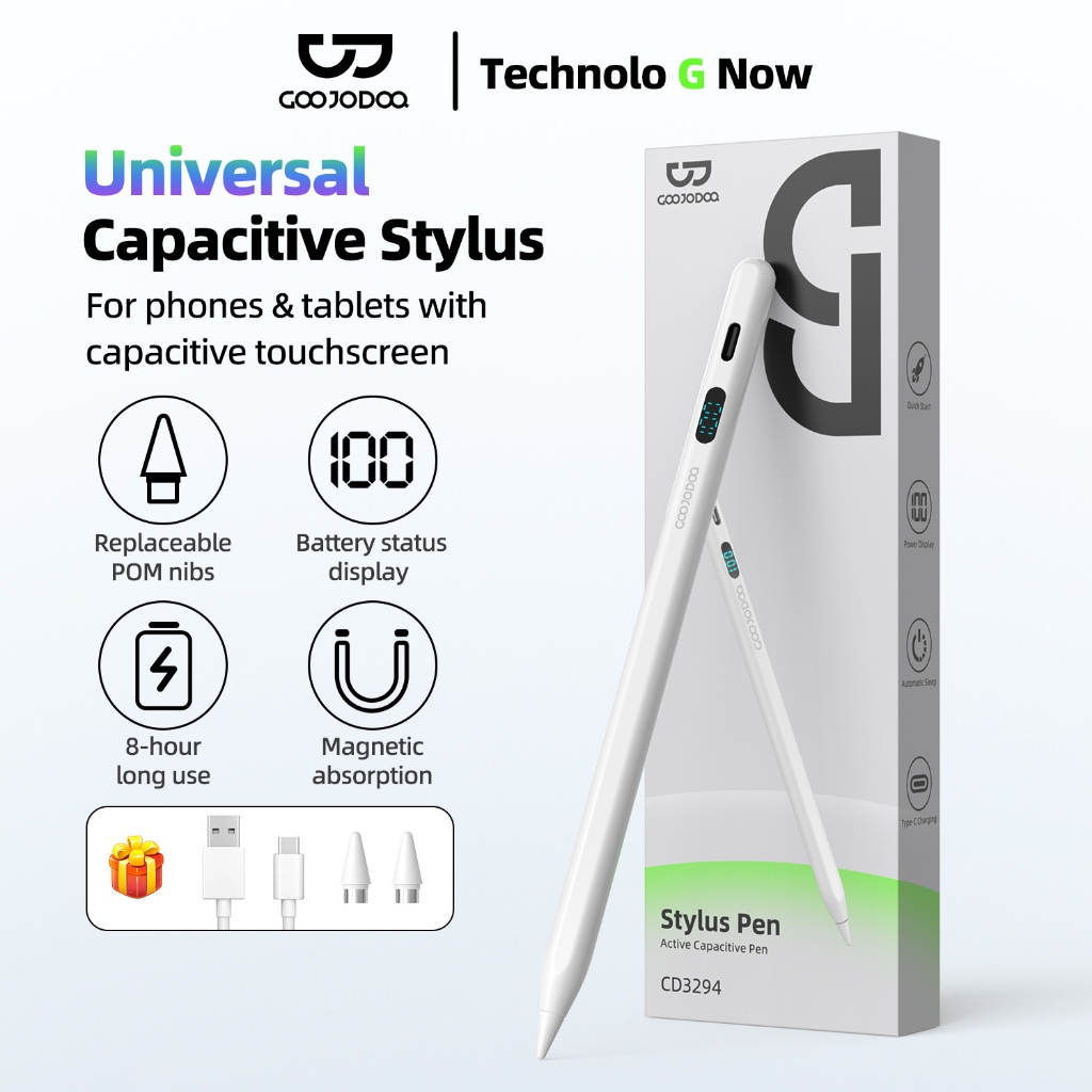 GOOJODOQ Universal Stylus พร้อมจอแสดงผลแม่เหล็กความปลอดภัยอุปกรณ์เสริมทนทานและเปลี่ยนได้ POM Nibs