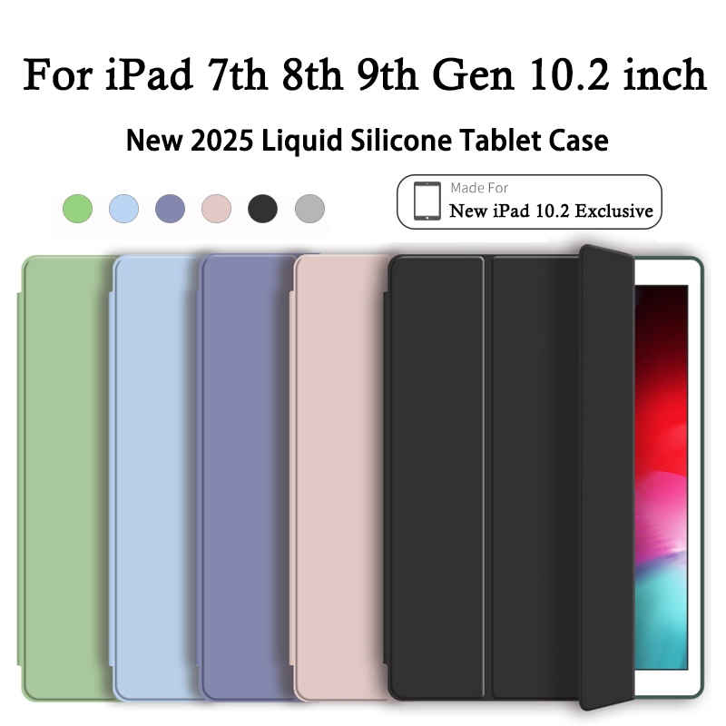 สําหรับ Apple iPad 7th 8th 9th Gen ซิลิโคนเหลวคุณภาพสูง iPad 10.2 เคสแท็บเล็ต