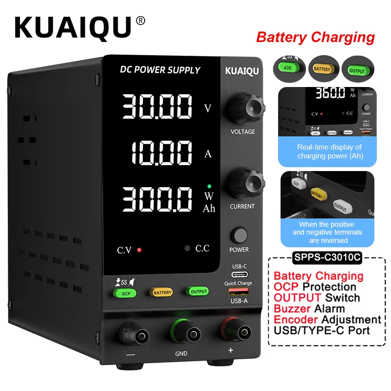 【From Thailand +Free shipping】SPPS-C3010C NICE POWER เครื่องจ่ายไฟ DC Power Supply 30V 10A พาวเวอร์ซัพพลาย DC ชาร์จเร็ว ปรับได้ พร้อมพอร์ต USB Type-C 12V 24V 48V 60V 30V 10A แบตเตอรี่ลิเธียม ป้องกัน OCP OVP protectionKUAIQU