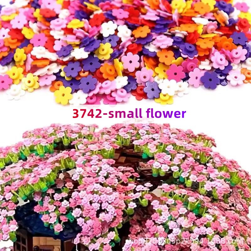 200ชิ้นดอกไม้3742พืชดอกซากุระต้นไม้ชิ้นส่วนอาคารบล็อกเข้ากันได้มอคอุปกรณ์เสริมเด็กประกอบของเล่น