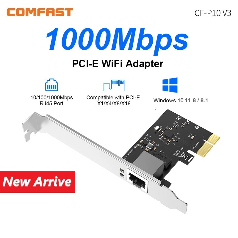 Comfast 1000Mbps WiFi PCI-E การ์ดอะแดปเตอร์ไร้สายการ์ดเครือข่าย Gigabit Dual Band 2G/5GHz 802.11AC ส