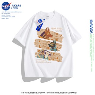 NASA เสื้อยืดชายหญิงแขนสั้น สตรีทฮิปฮอป summer ลายฟาโรห์ เสื…