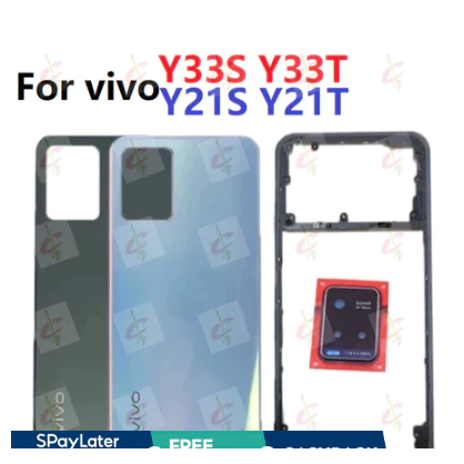 ฝาหลังสําหรับ vivo Y33S Y21T T33T Y21S เลนส์กรอบกลาง