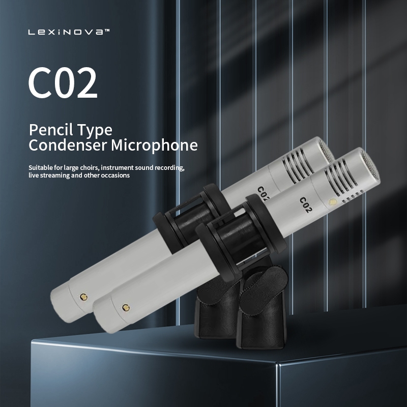 C02 Drum Mic Pencil Cardioid Condenser Microphones เครื่องดนตรีมืออาชีพพร้อมขั้วต่อ XLR ชุบทอง (มีเดี่ยวและคู่) สําหรับสตูดิโอ การบันทึก Acoust