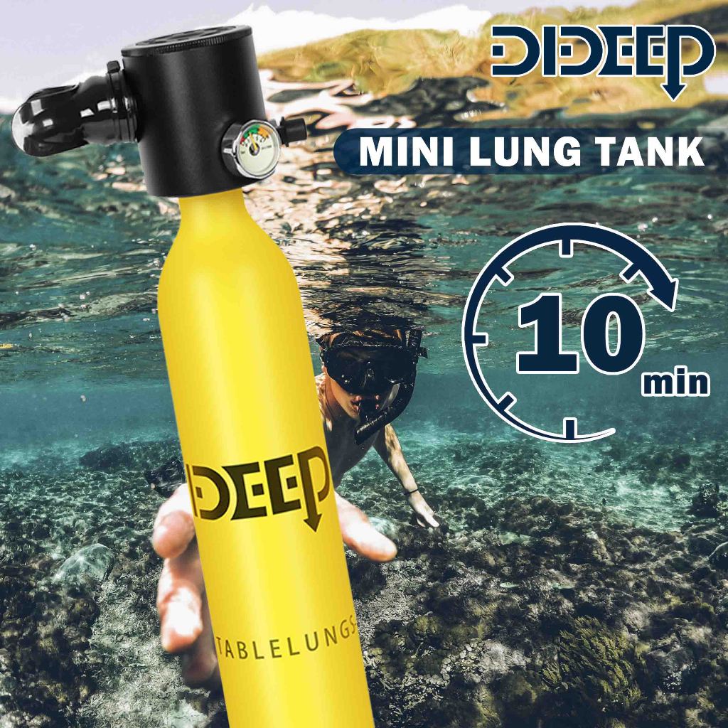 DIDEEP มินิขวดออกซิเจนดําน้ํา Professional Mini Scuba Tank รีฟิล 0.5L ความจุถังออกซิเจนพร้อมปั๊ม Pcp เติมอย่างรวดเร็วถัง Scuba พร้อม 5-10 นาทีเกียร์ดําน้ําใต้น้ํา