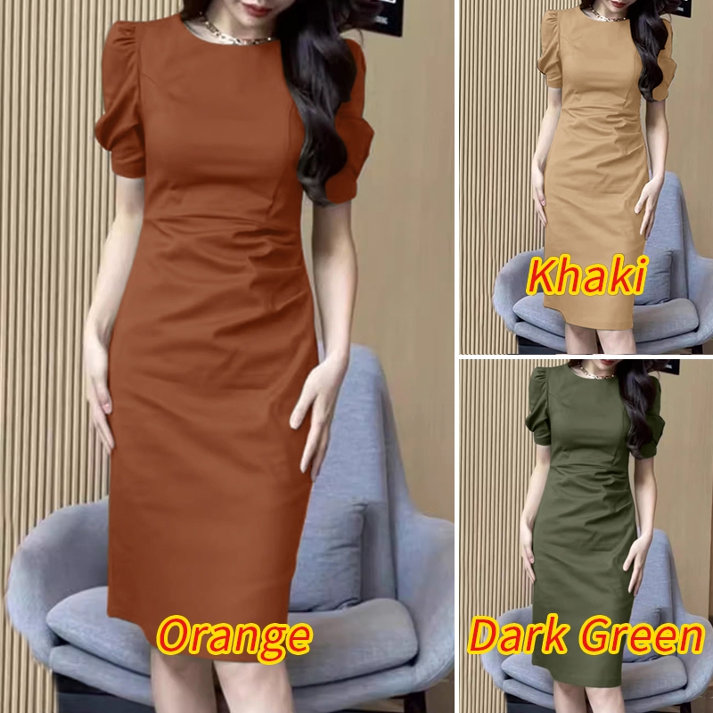 Zanzea ชุดเดรส คอกลม แขนสั้น มีซิป สีพื้น สไตล์เกาหลี สําหรับผู้หญิง