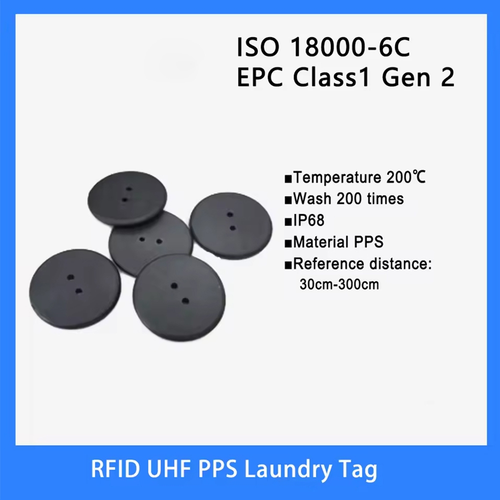 10pcs RFID UHF ซักรีดแท็ก 860-960MHz ทนอุณหภูมิสูง PPS-ปุ่ม RFID แท็กสมาร์ท Alien การ์ด ISO 18000-6C
