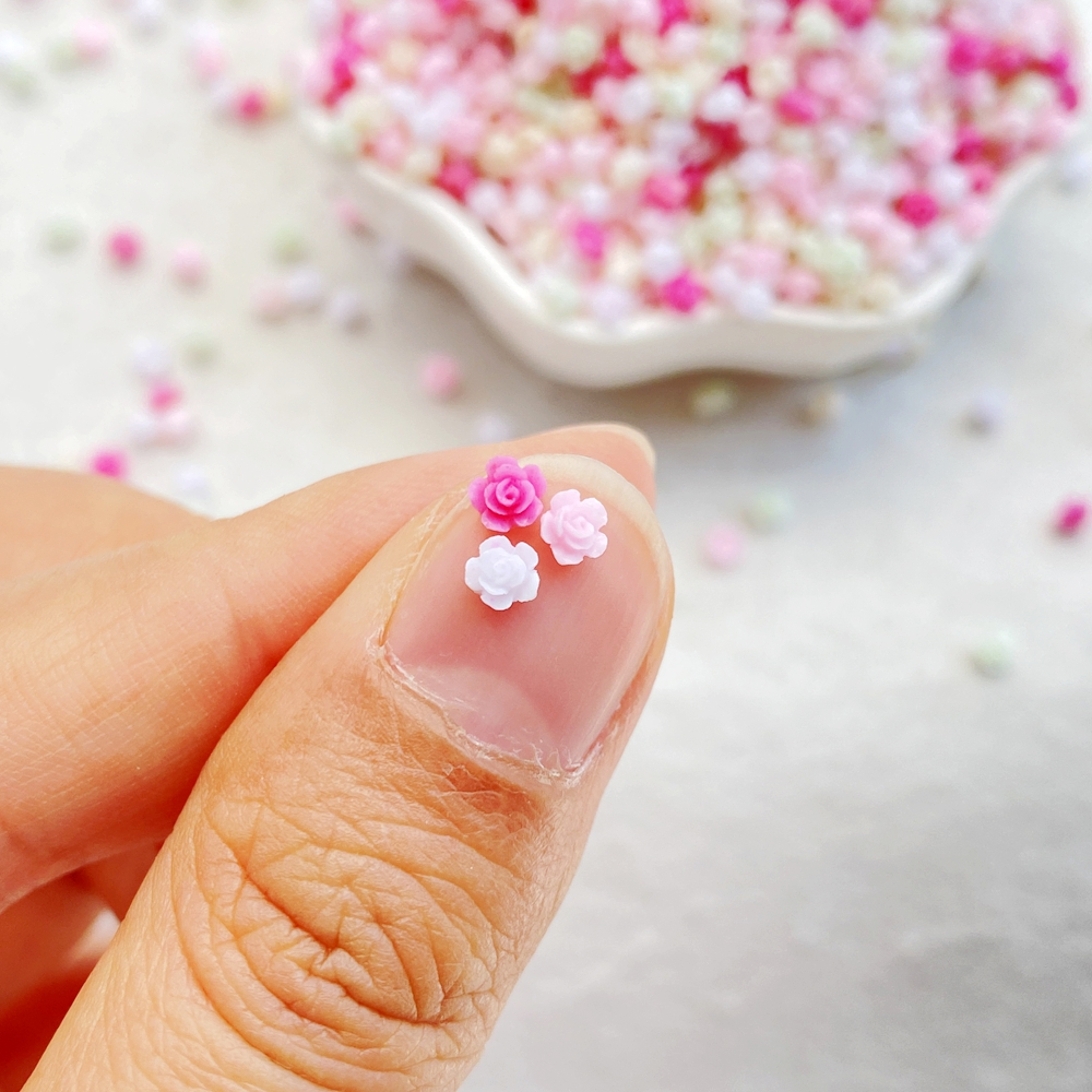 200 ชิ้นผสม 3 มม.เล็บเรซิ่น mini สี rose/camellia เล็บตกแต่ง DIY หัตถกรรมตกแต่งเล็บ 3D เครื่องประดับ - รูปที่ 2