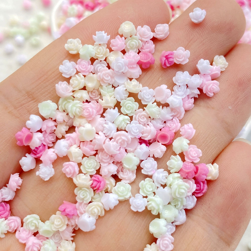200 ชิ้นผสม 3 มม.เล็บเรซิ่น mini สี rose/camellia เล็บตกแต่ง DIY หัตถกรรมตกแต่งเล็บ 3D เครื่องประดับ - รูปที่ 4
