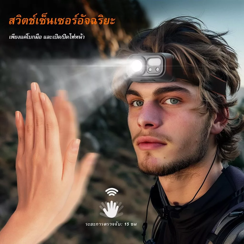SUPERFIRE HL23-S ไฟฉายคาดหัว LED ชาร์จได้ แสงขาวและแดง thumbnail 6