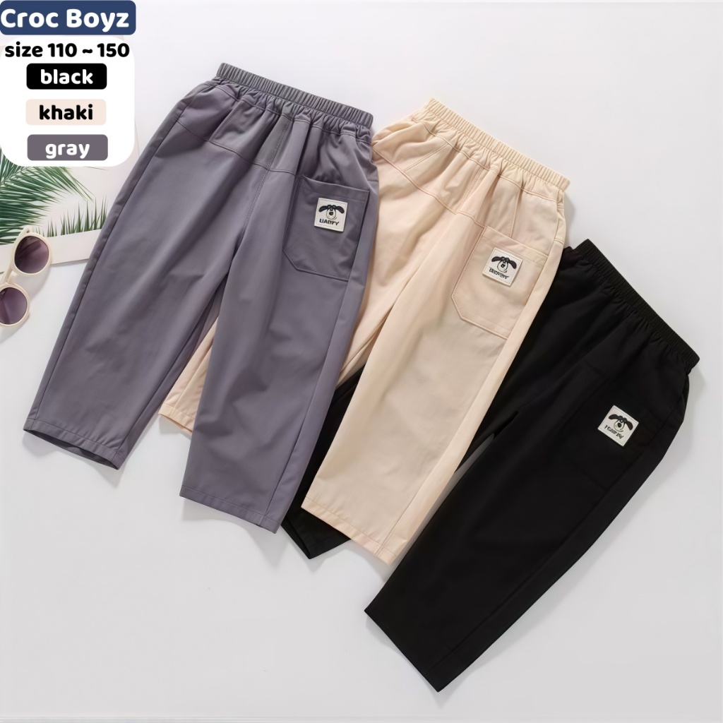 Croc Boyz พร้อมส่ง กางเกงเด็กผู้ชายแห้งเร็วฤดูร้อน ขายาวบางๆ การ์ตูนลำลอง แฟชั่นรุ่นใหม่ ไซส์ 110-150