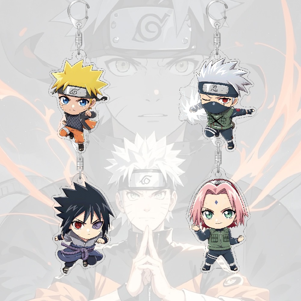 พวงกุญแจอะคริลินารูโตะการ์ตูนน่ารักกระเป๋าตกแต่งกระเป๋านักเรียนจี้ขนาดเล็กของขวัญแหวนกุญแจ
