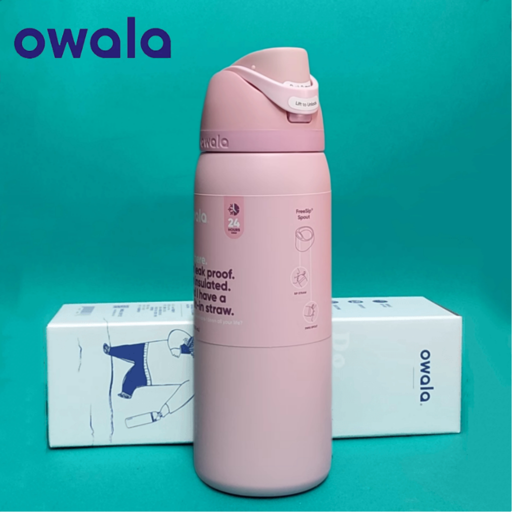 Owala 24oz 32oz สแตนเลสฉนวน FreeSip ขวดน้ําพร้อมฟาง Leak-Proof กีฬา Thermos ถ้วย BPA-Free