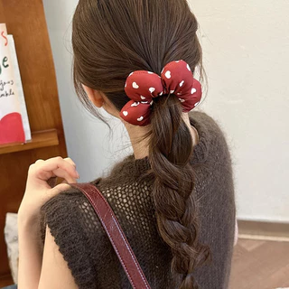 สไตล์ใหม่สีแดงดอกไม้ Scrunchy ผม Tie หญิงฟองน้ํายืดหยุ่นสูงทนทาน Tie Scalp ยาง Band