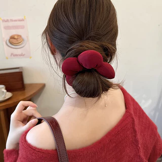 สไตล์ใหม่สีแดงดอกไม้ Scrunchy ผม Tie หญิงฟองน้ํายืดหยุ่นสูงทนทาน Tie Scalp ยาง Band