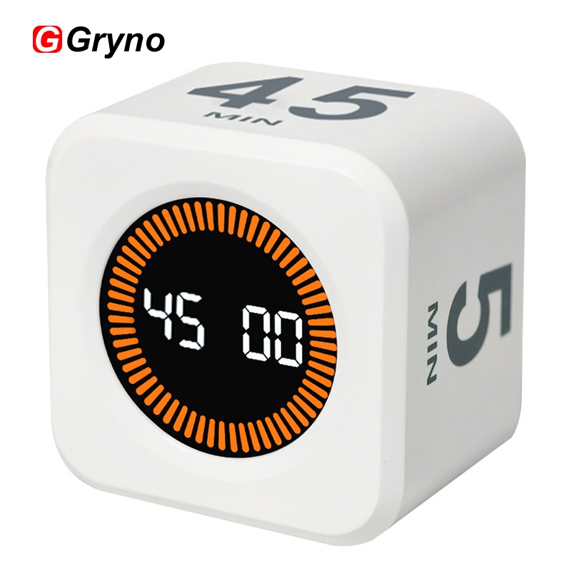 Gryno Digital Cube Timer พร้อมนาฬิกาปลุกชุดที่กําหนดเองเวลา 0-9 นาทีพลิกนับถอยหลังเงียบวิ่งสําหรับห้องครัวทําอาหาร Study การออกกําลังกาย