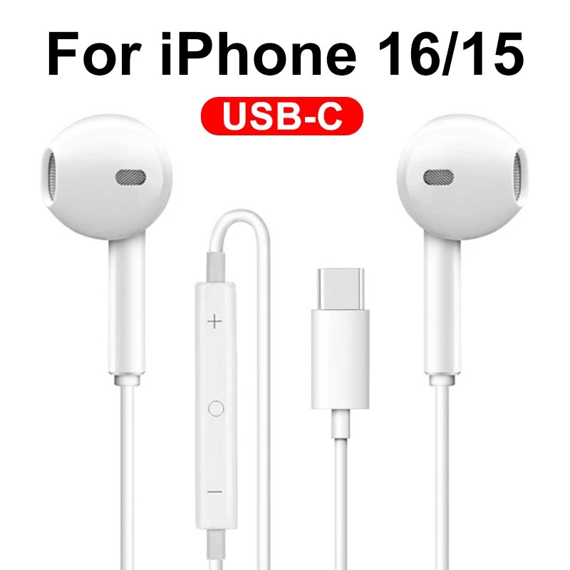 2024 หูฟังสําหรับ iPhone 16 Pro Max 15 14 13 12 11 Mini หูฟังชนิดใส่ในหู X XS XR 7 8 6 6S Plus ชุดหูฟังแบบมีสายอุปกรณ์เสริมโทรศัพท์