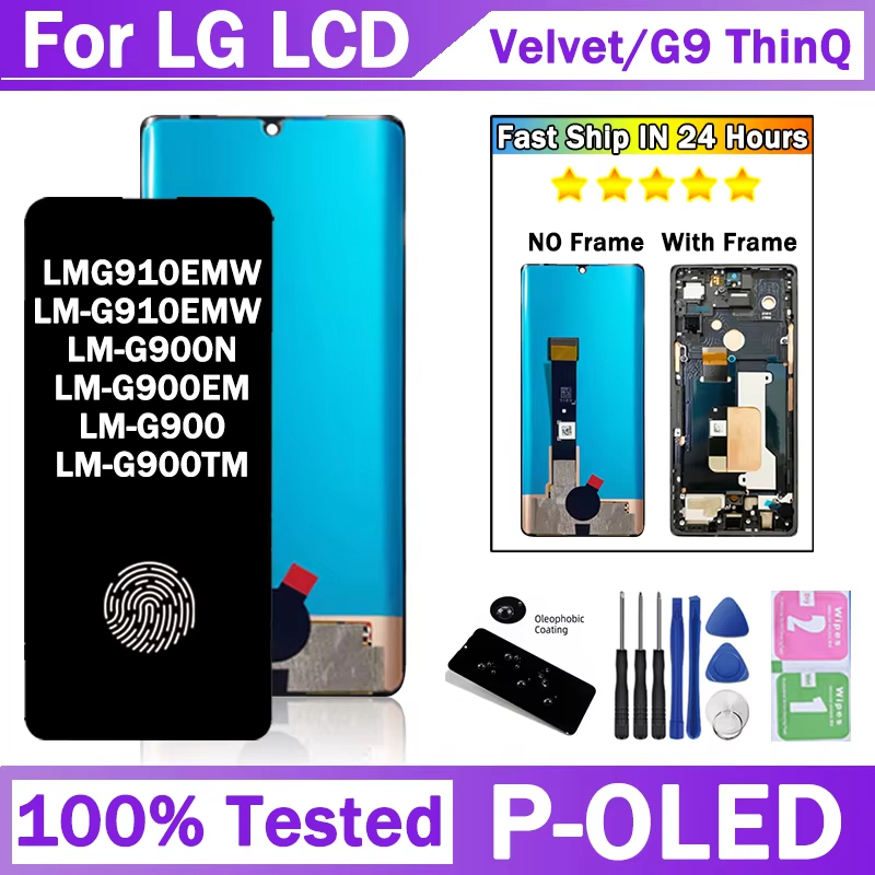 6.8 "AMOLED สําหรับ LG กํามะหยี่ G900 G900N 5G หน้าจอ LCD Touch Panel Digitizer สําหรับ LG G9 ThinQ 