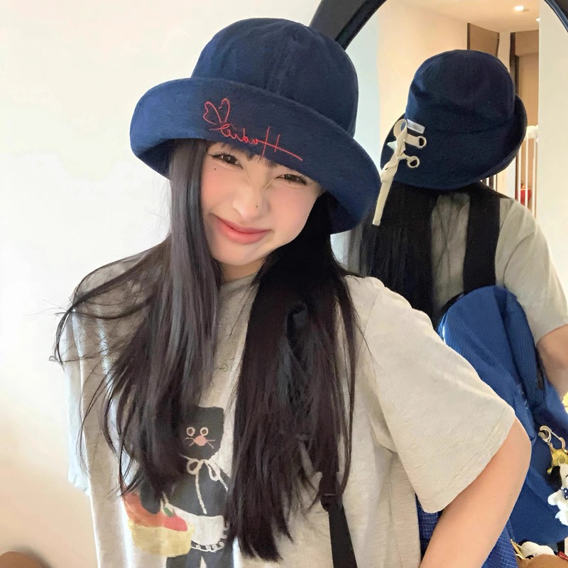 สไตล์ใหม่ ผู้มีอิทธิพล สไตล์เดียวกันคาวบอยเชลล์ย้อนกลับหมวกถังหญิงหัวใหญ่ดูใบหน้าเล็กแฟชั่นหมวกบังแดด