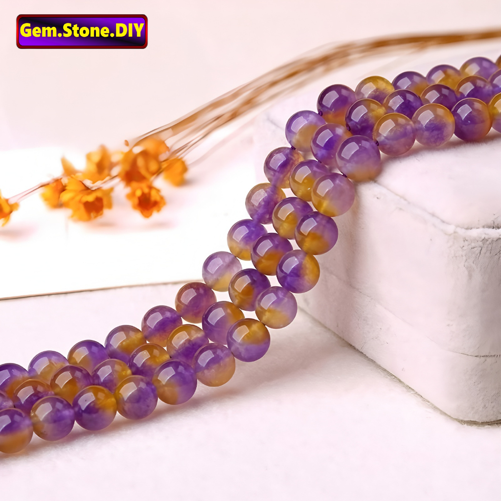 Yellow Purple Colour Mixture Jade Natural Stone，Loose Bead สีเหลืองสีม่วงสีผสมหยกหินธรรมชาติ,หลวมลูกปัด ตัวเว้นวรรค สําหรับสร้อยข้อมือ/สร้อยคอ/แหวน/ต่างหู,ขายส่งทําด้วยมือ ทําเอง เครื่องประดับอุปกรณ์เสริม,สร้อยข้อมือหินคริส