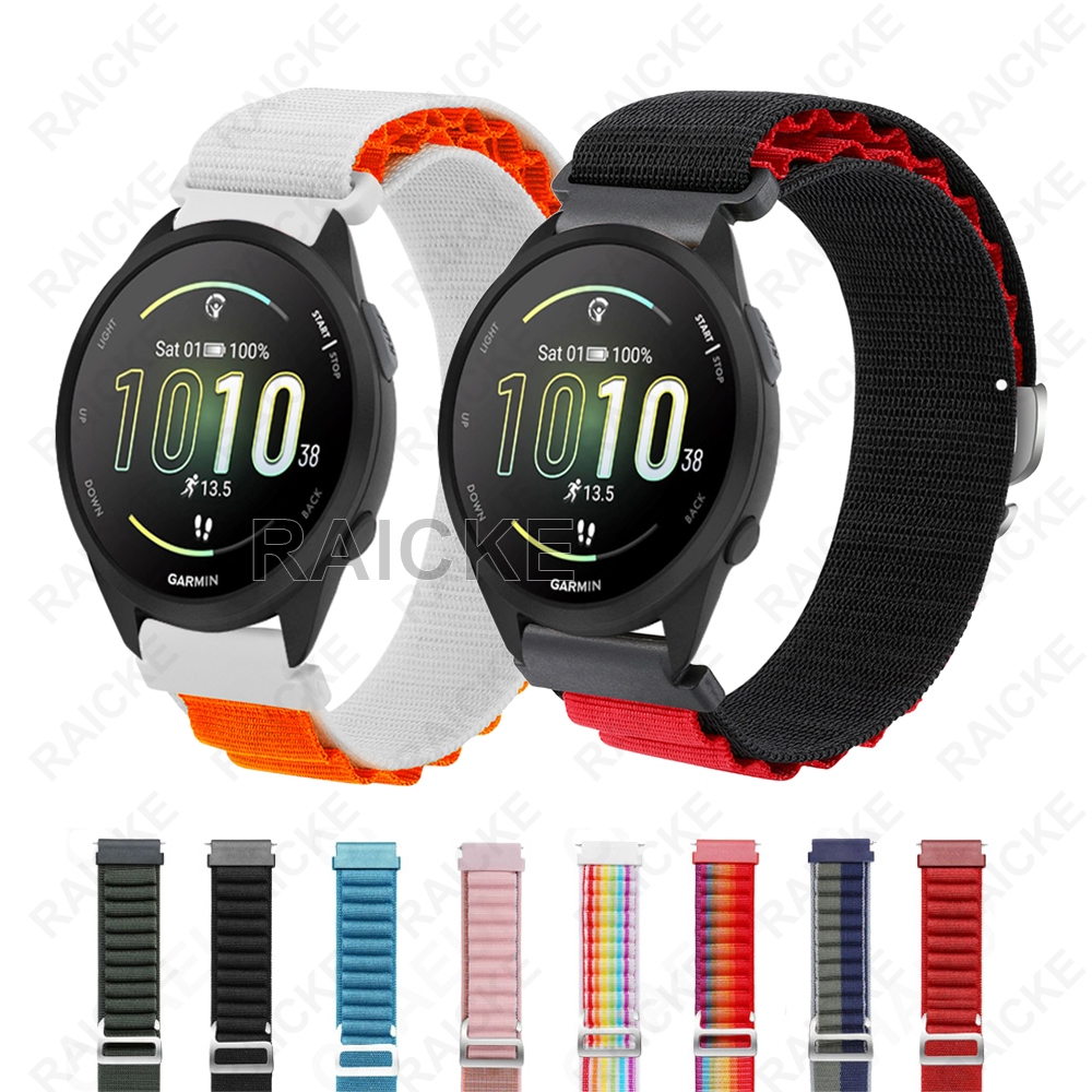 สายรัดไนลอนระบายอากาศสําหรับ Garmin vivoactive 5 6 / 3 Music / Forerunner 55 / 165 / 245 / 645 / 158 / 168 / Approach S50