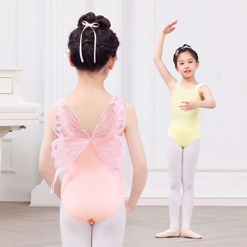 สาวเจ้าหญิงบัลเล่ต์ ล อีโอทาร์ด-เด็กผีเสื้อเปิดหลังแขนกุดปาเก็ตตี้สาย ล อีโอทาร์ด สําหรับเต้นรําการฝึกอบรม