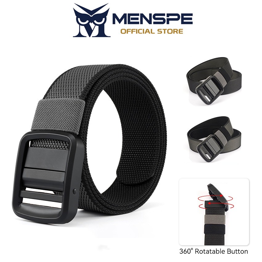 MENSPE เดือน ผู้ชายกีฬาเข็มขัดไนลอนเข็มขัดกลางแจ้งปรับเข็มขัดหมุนหัวเข็มขัดไนล่อนเข็มขัดสองด้านสองสี