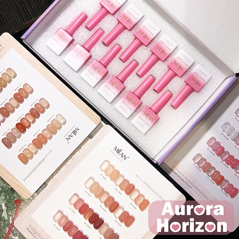 【พร้อมส่งในไทย】สีทาเล็บเจล MILAN 12 สี สีเจลไซรัป โทนชมพู Ice Peach 12 สี ยาทาเล็บเจล แถมชาร์ทสี