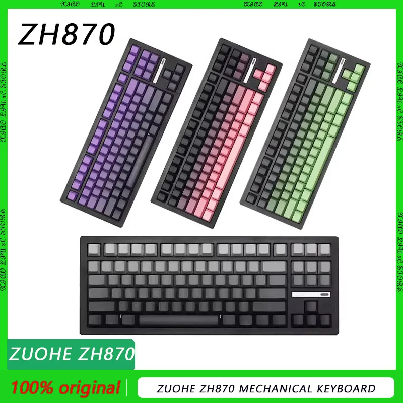 ซูโอะเหอ | คีย์บอร์ด ZH870 | บลูทูธ/Tri-Mode RGB | ปุ่มกด PBT แบบ Hot-Swap | 87 คีย์ | สํานักงาน/เกม