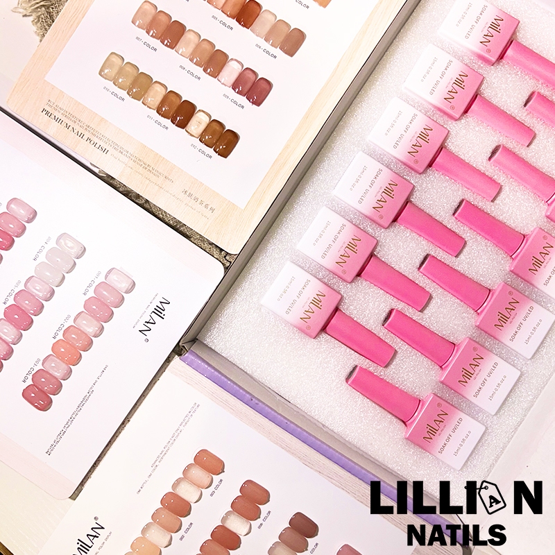 【พร้อมส่งในไทย】สีเจลไซรัป MILAN 12 โทนชมพู Ice Peach ยาทาเล็บเจล แถมชาร์ทสี