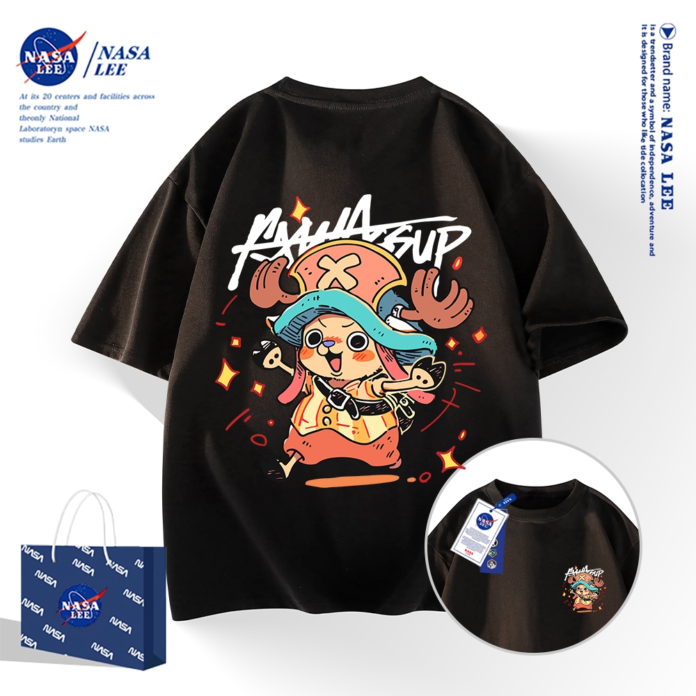 NASA เสื้อยืดวันพีซโจบา สไตล์อเมริกัน 2025 ผ้าฝ้ายพิมพ์ลายหลังใหญ่