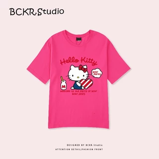 【จัดส่งตลอด 24 ชั่วโมง】🔥เสื้อยืดผู้หญิงพิมพ์ลายแมวกับหัวใจสุดน่ารัก💖🐱คอกลม ผ้าคอตตอน ขนาดโอเวอร์ไซส์ YG585