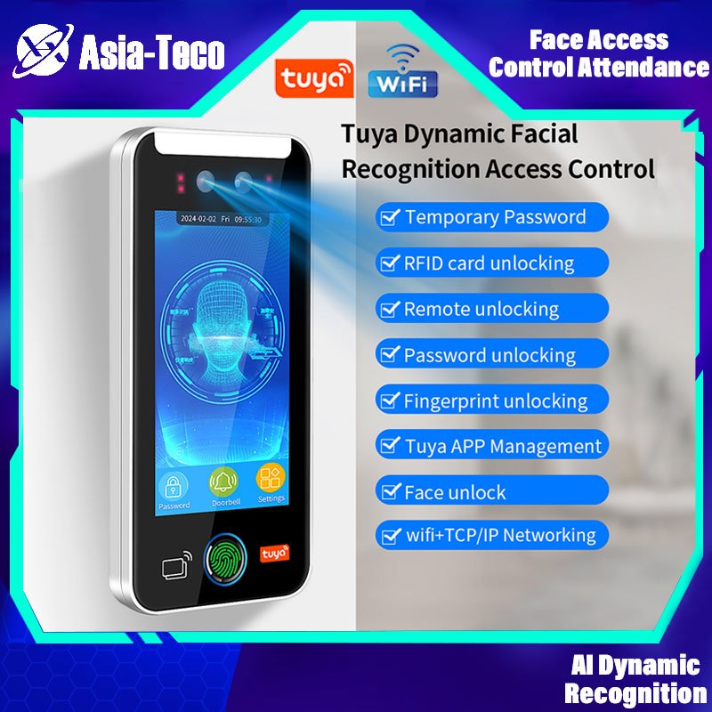 Tuya App Wifi Dynamic Face Time Attendance Access Control Biometric ลายนิ้วมือ Facial Recognition ประตูล็อคระบบควบคุม