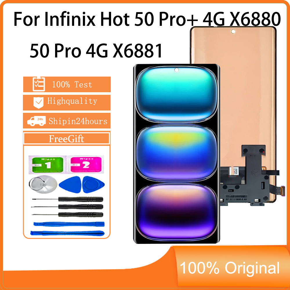 สําหรับจอแสดงผล AMOLED Infinix Hot 50 Pro + 4G X6880 Hot 50 Pro 4G X6881 เปลี่ยนหน้าจอสัมผัส LCD